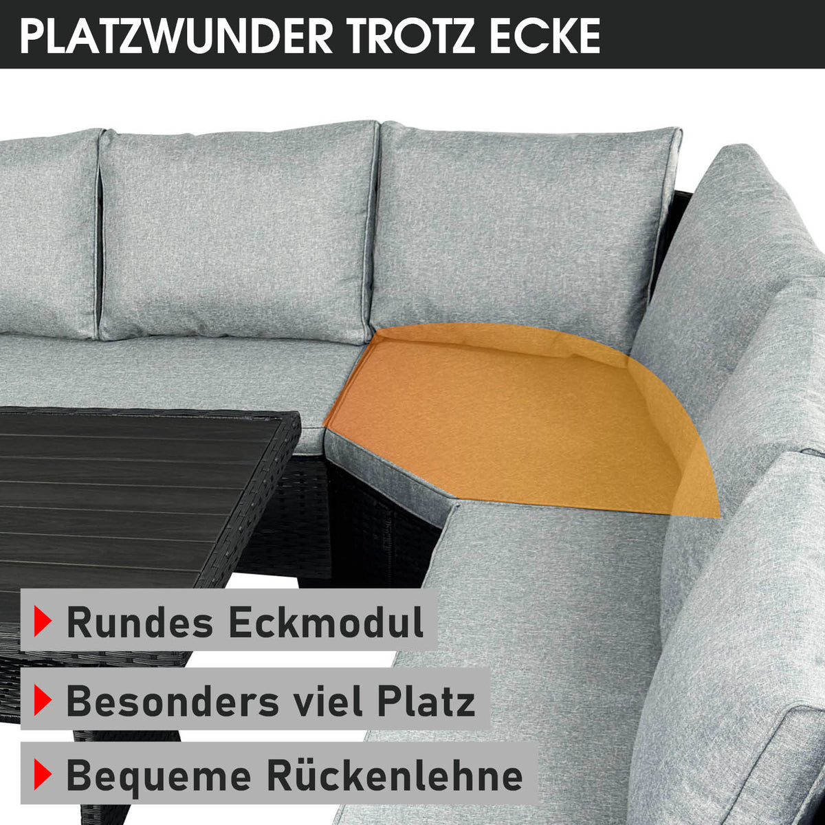 Polyrattan Sofa Essgruppe HACIENDA schwarz/grau