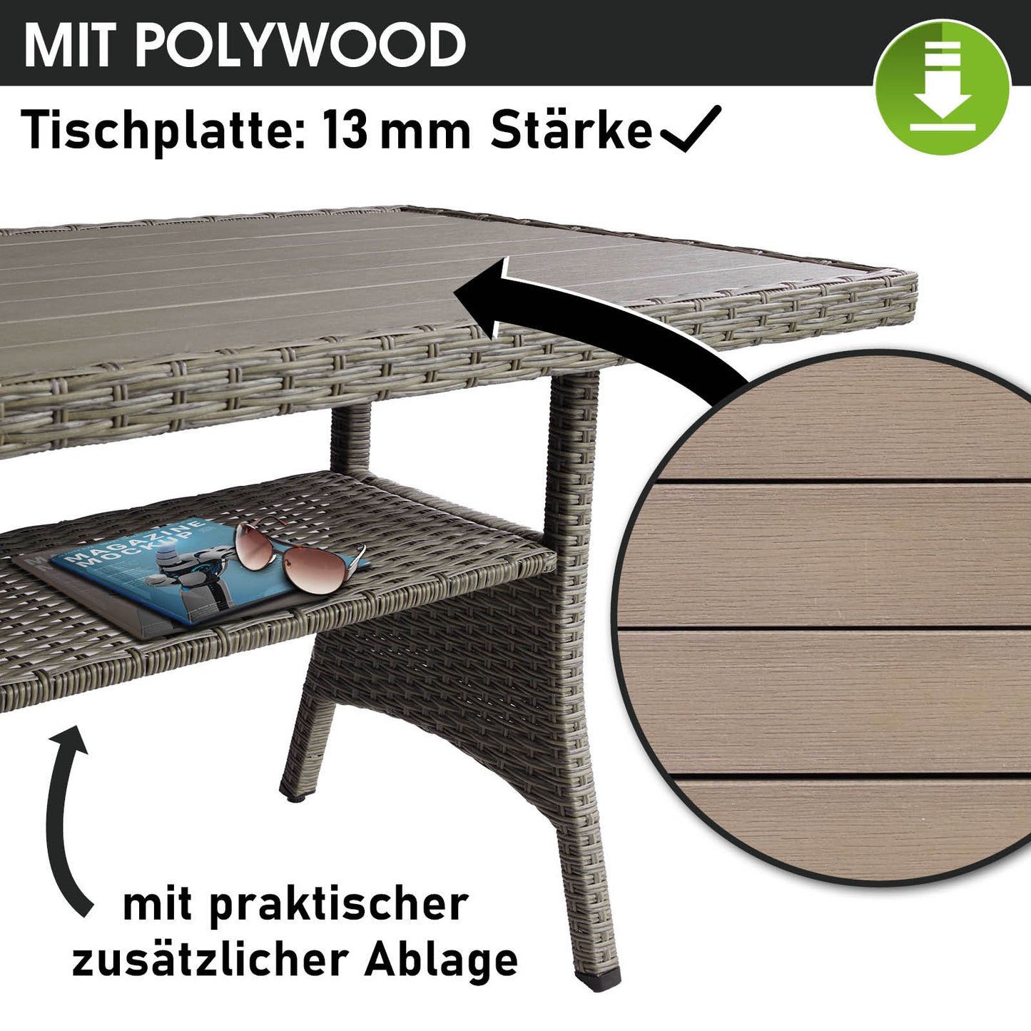Polyrattan Sofa Essgruppe HACIENDA braun/beige
