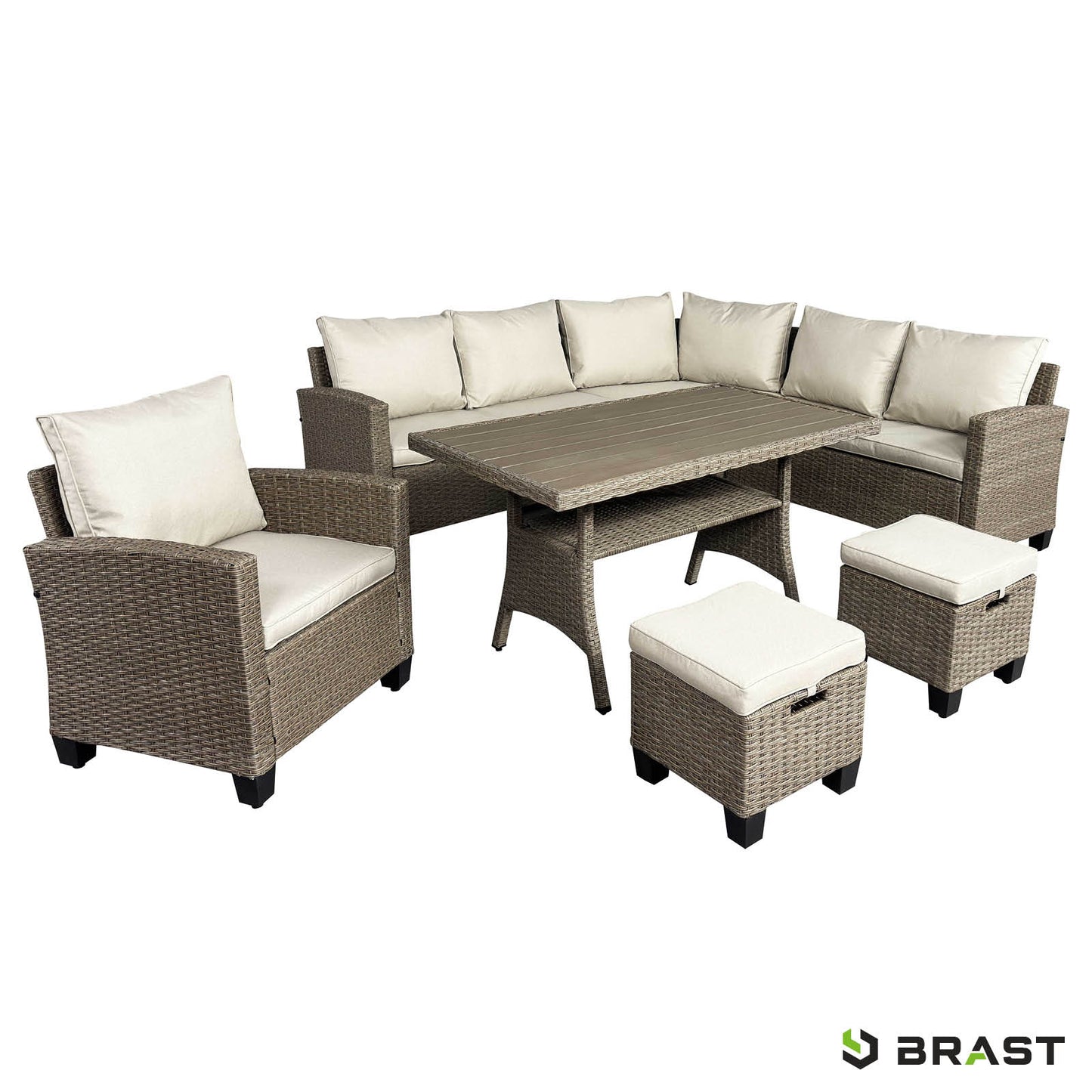 Polyrattan Sofa Essgruppe HACIENDA braun/beige