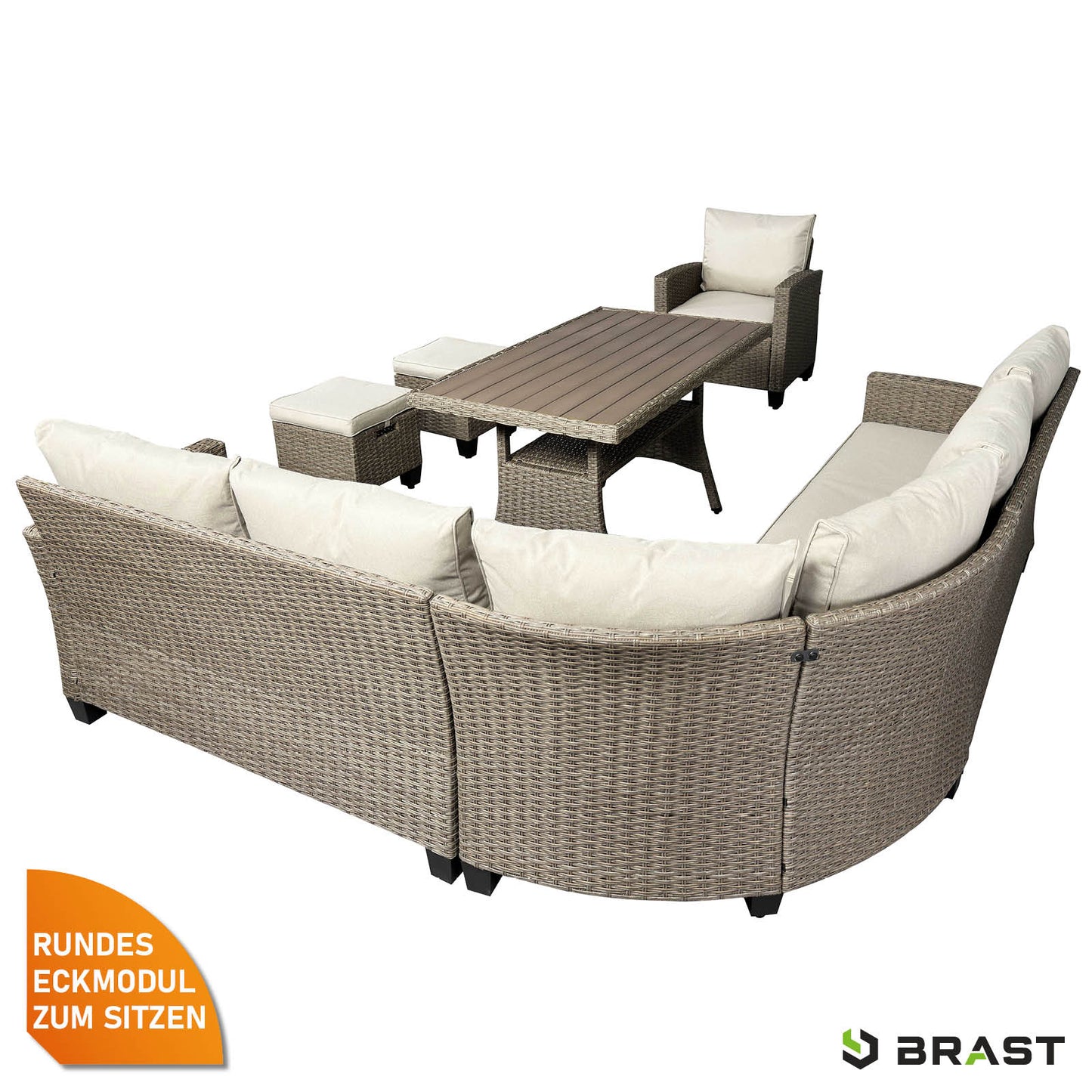 Polyrattan Sofa Essgruppe HACIENDA braun/beige