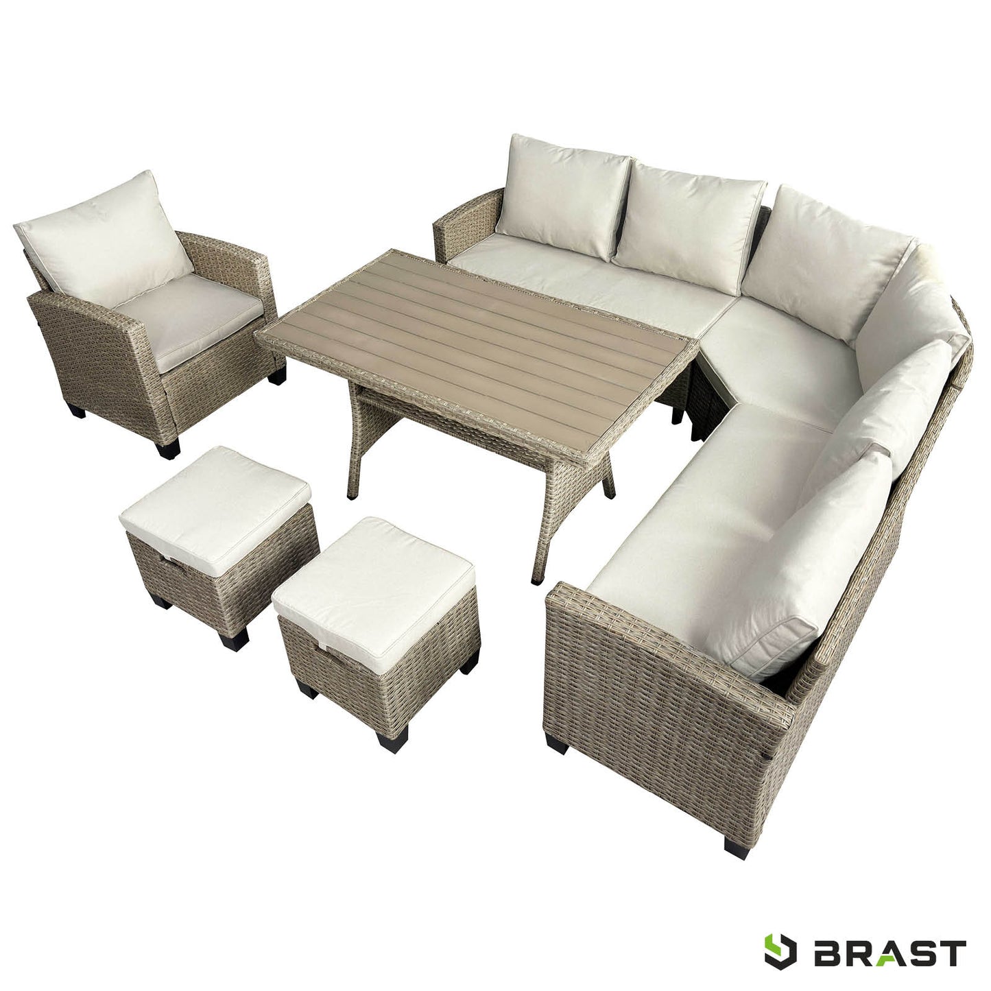 Polyrattan Sofa Essgruppe HACIENDA braun/beige
