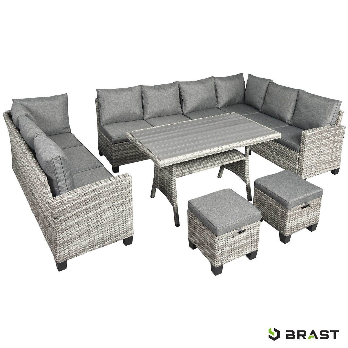 Polyrattan Sofa Essgruppe FAMILY grau/anthrazit