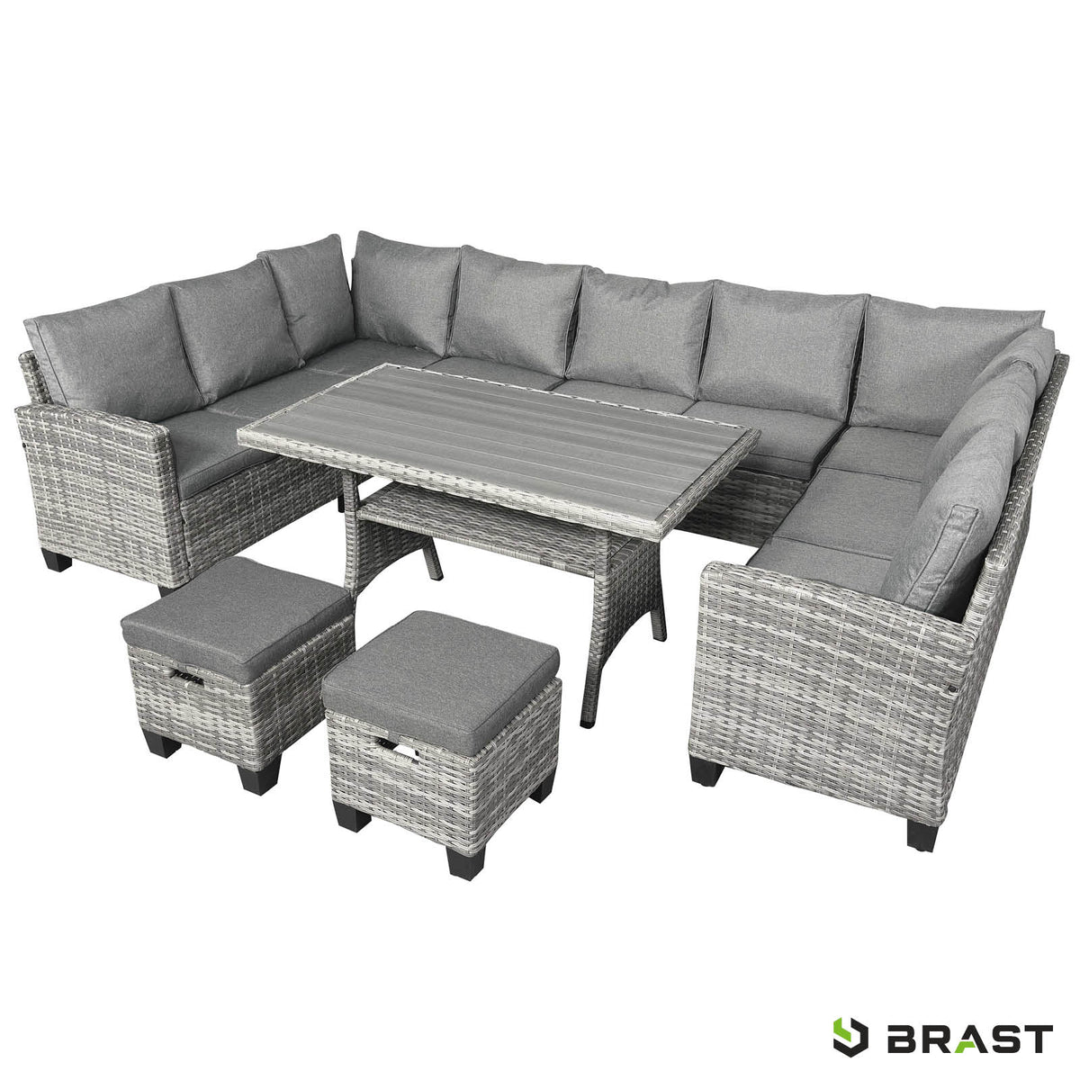 Polyrattan Sofa Essgruppe FAMILY grau/anthrazit