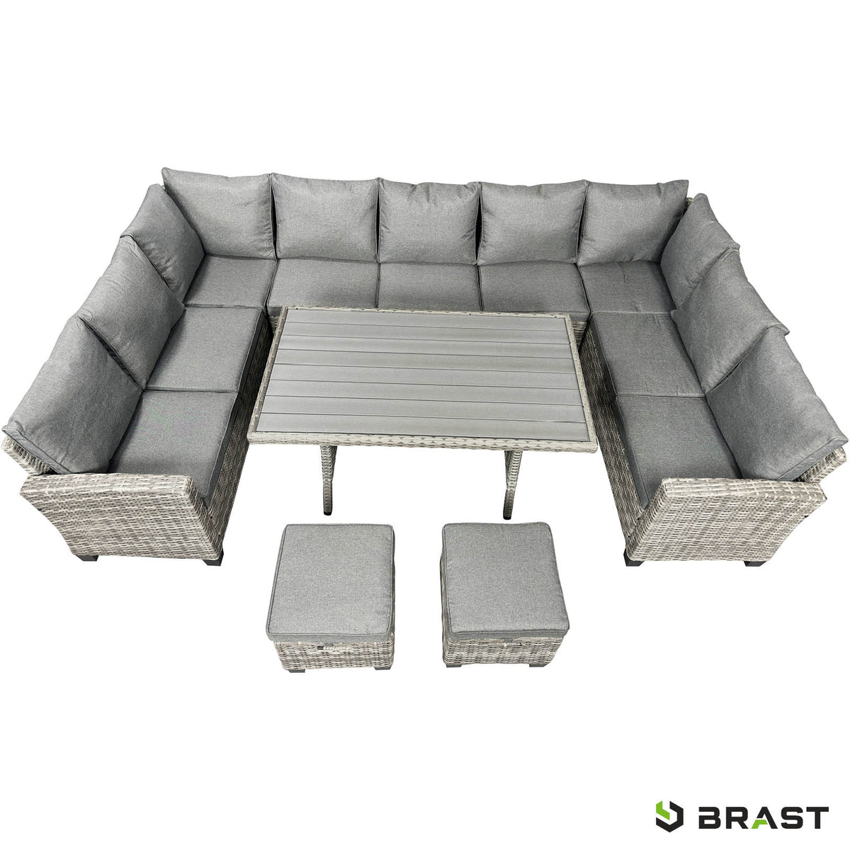Polyrattan Sofa Essgruppe FAMILY grau/anthrazit