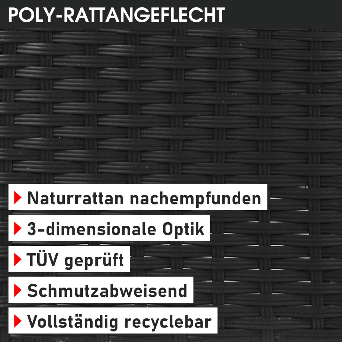 Polyrattan Sofa Essgruppe FAMILY schwarz/grau