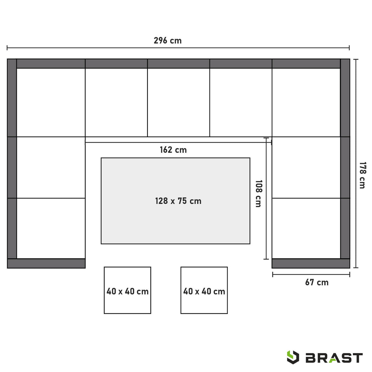 Polyrattan Sofa Essgruppe FAMILY schwarz/grau
