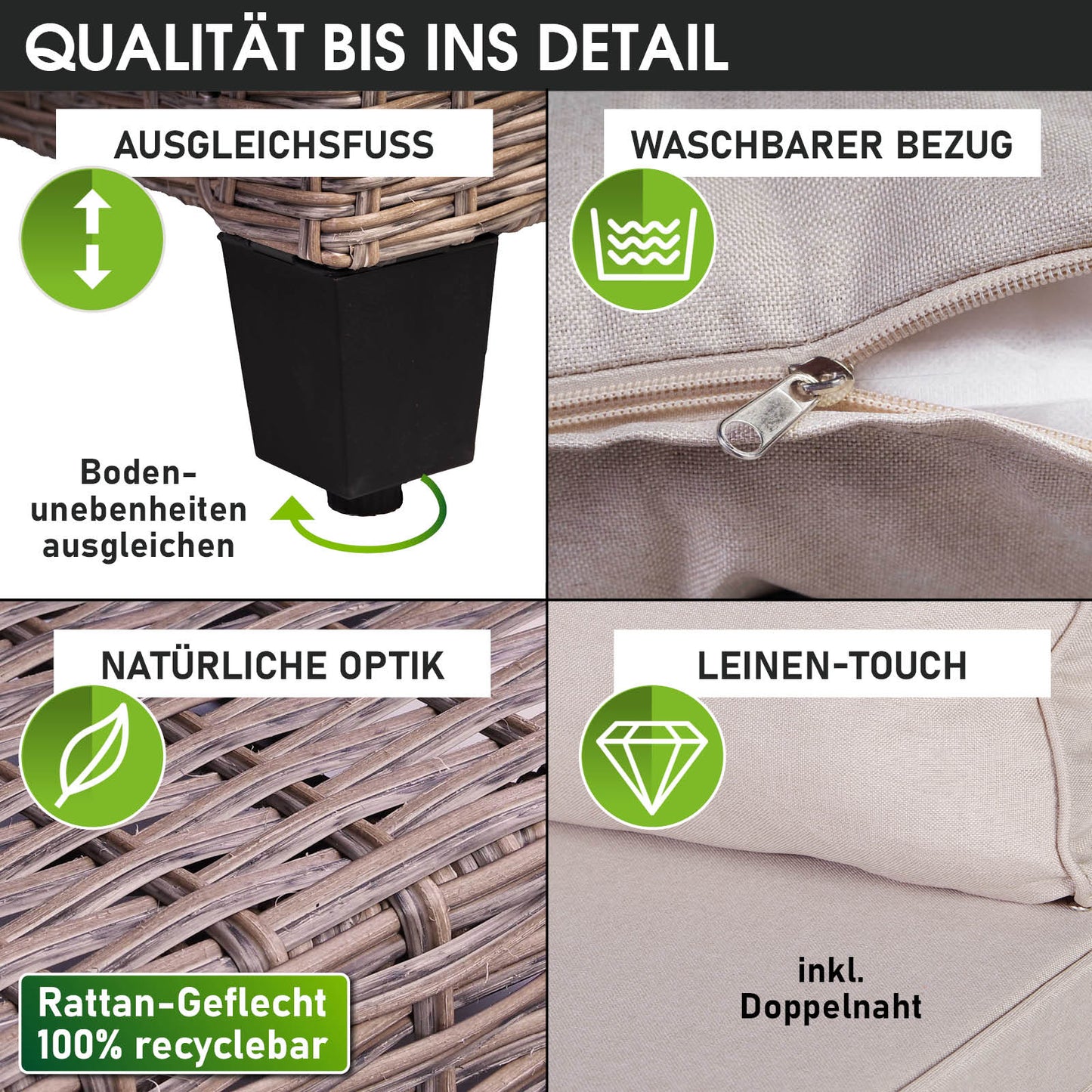 Polyrattan Sofa Essgruppe FAMILY braun/beige