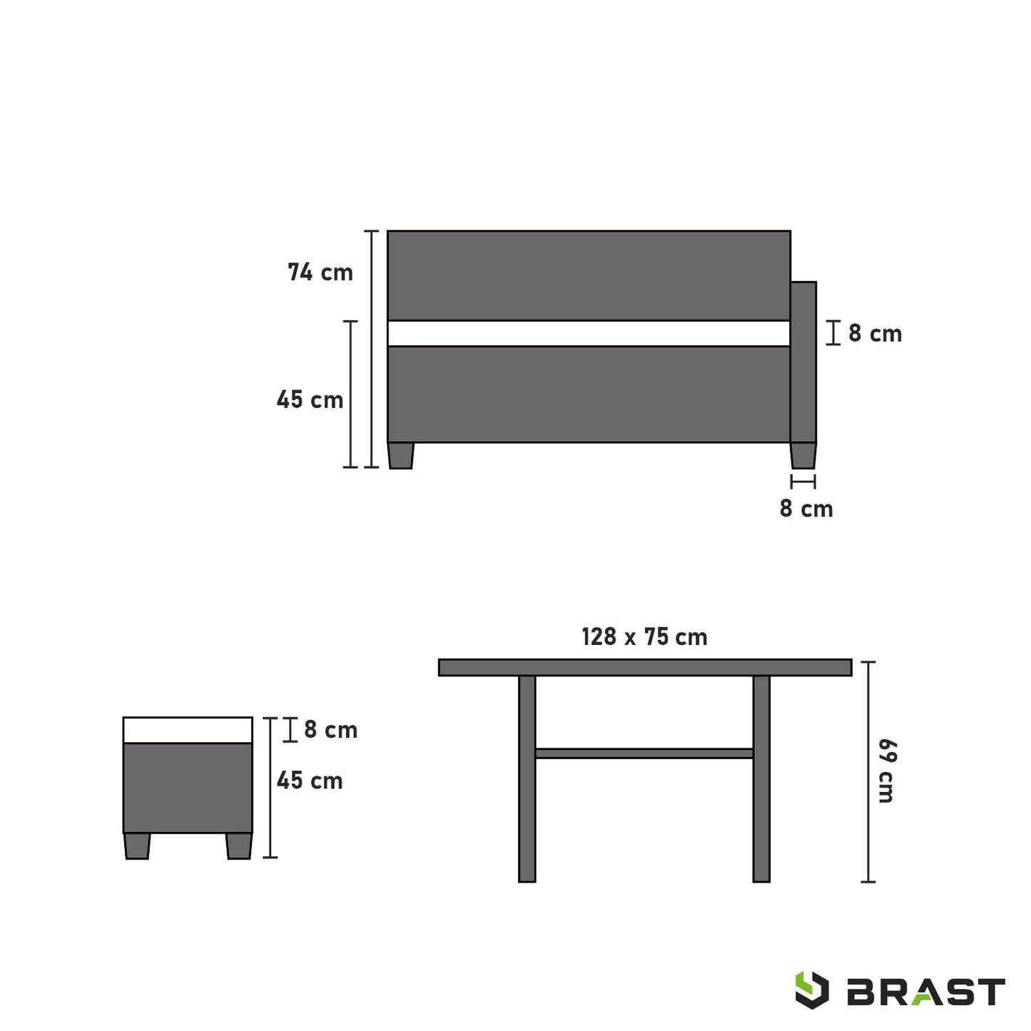 Polyrattan Sofa Essgruppe FAMILY braun/beige