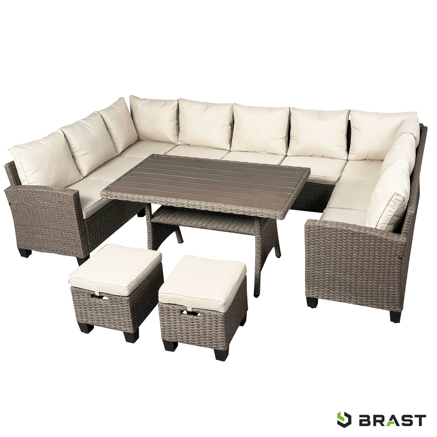 Polyrattan Sofa Essgruppe FAMILY braun/beige