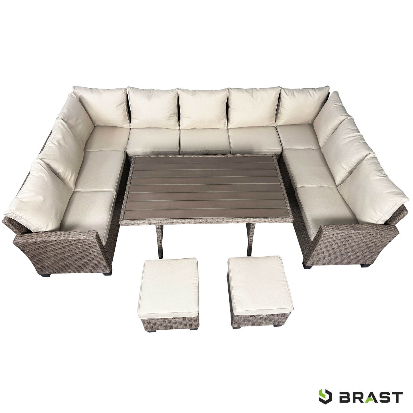 Polyrattan Sofa Essgruppe FAMILY braun/beige