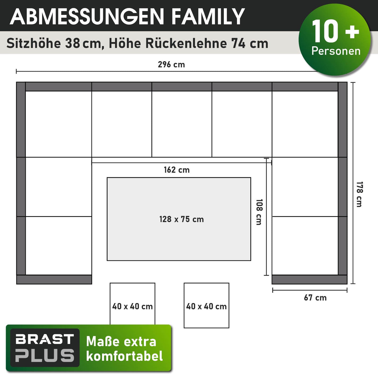 Polyrattan Sofa Essgruppe FAMILY braun/beige