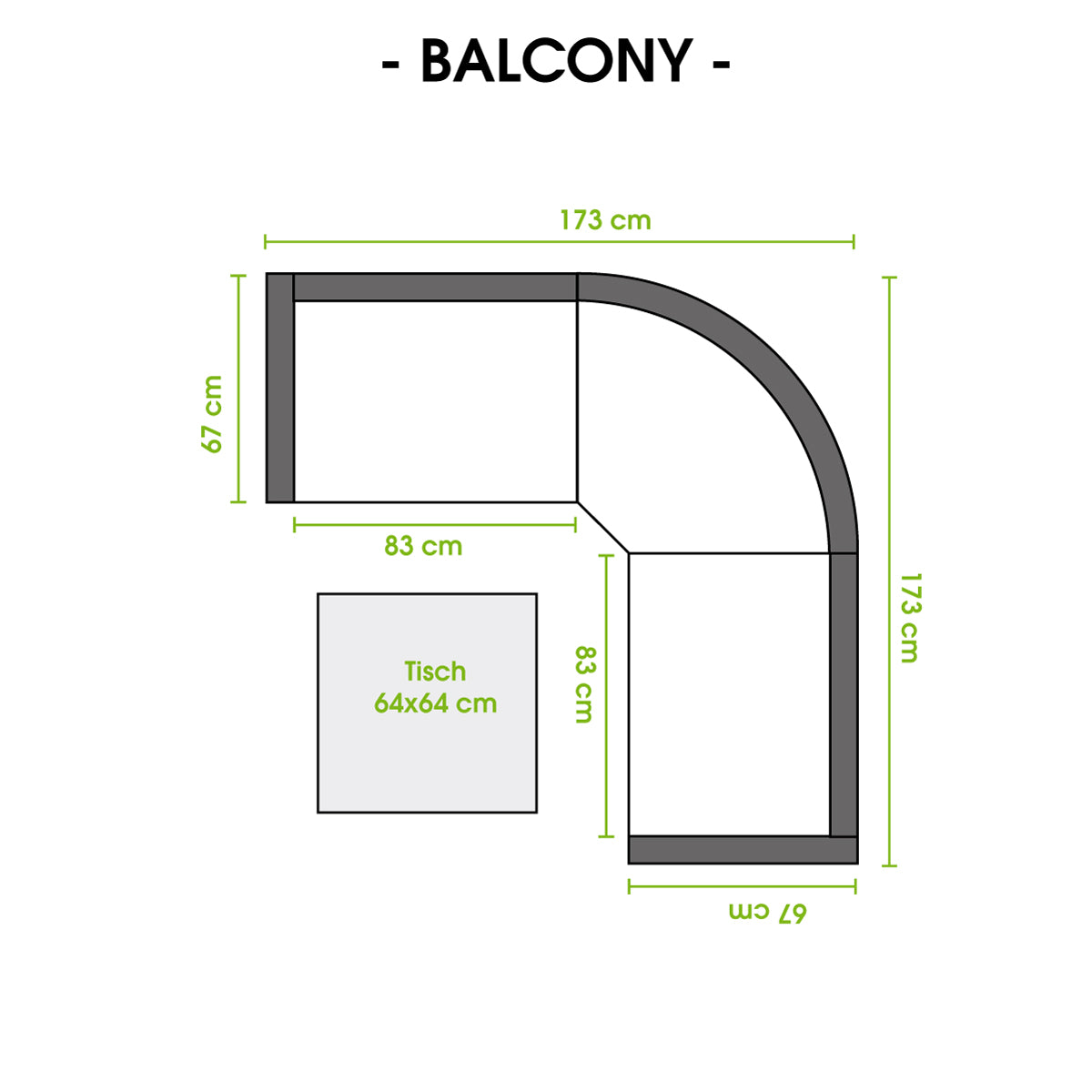 Polyrattan Sofa Essgruppe BALCONY grau/anthrazit