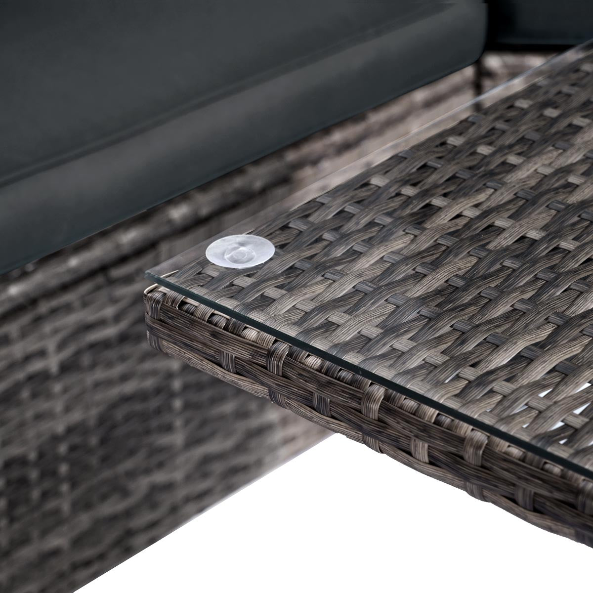 Polyrattan Sofa Essgruppe BALCONY grau/anthrazit
