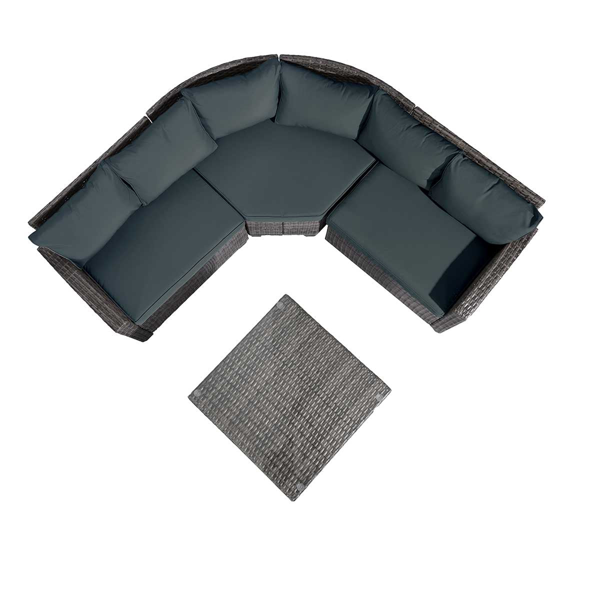 Polyrattan Sofa Essgruppe BALCONY grau/anthrazit