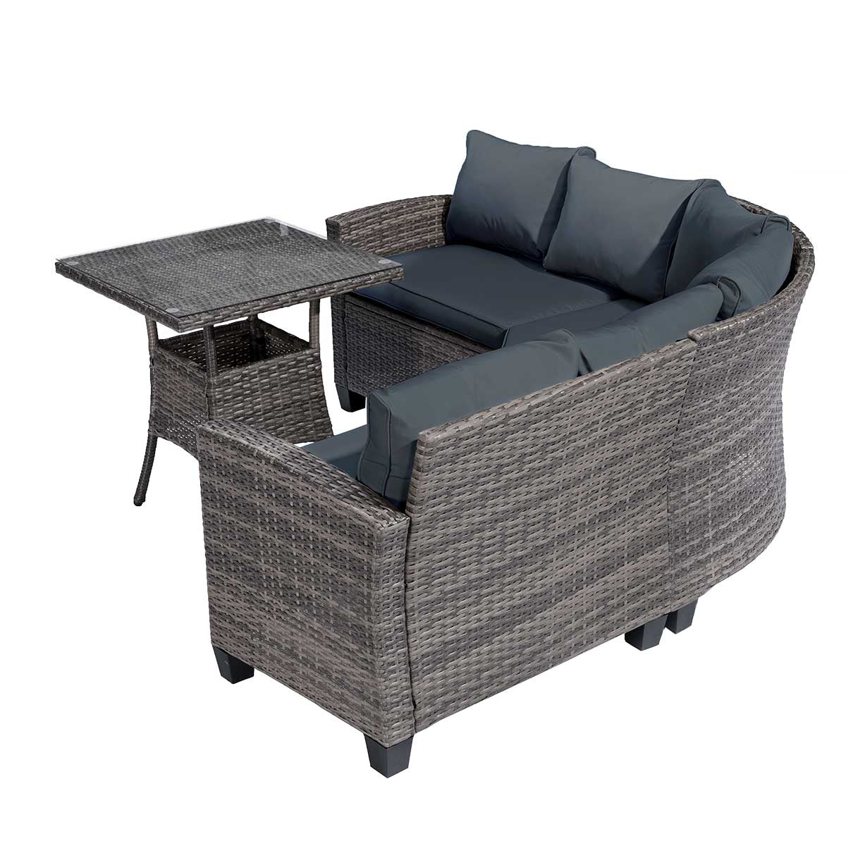 Polyrattan Sofa Essgruppe BALCONY grau/anthrazit
