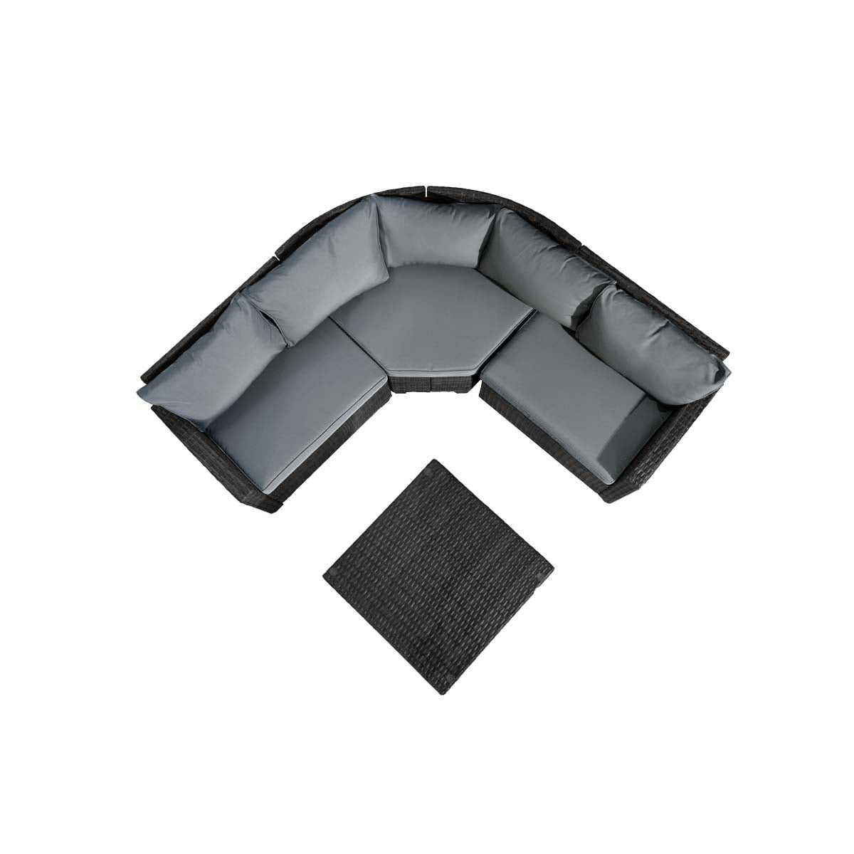 Polyrattan Sofa Essgruppe BALCONY schwarz/grau