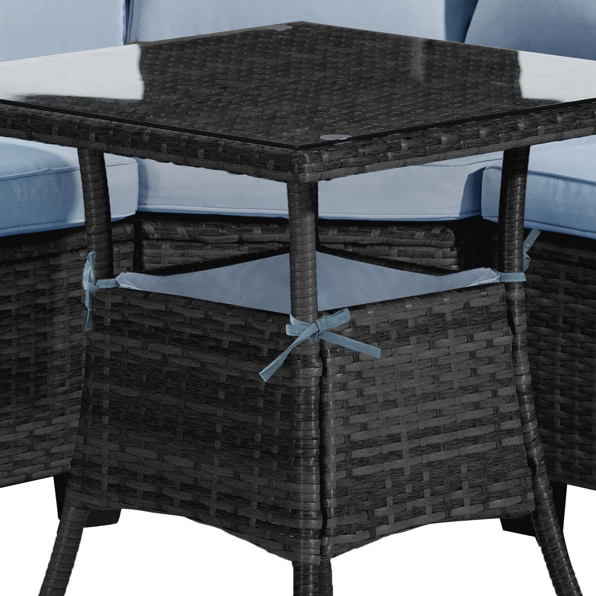 Polyrattan Sofa Essgruppe BALCONY schwarz/grau