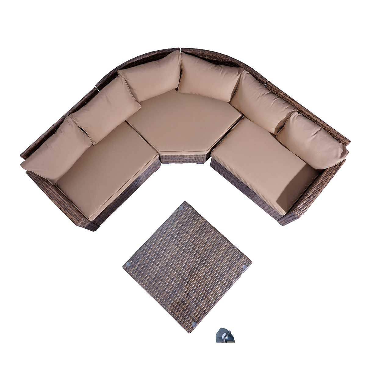 Polyrattan Sofa Essgruppe BALCONY braun/beige