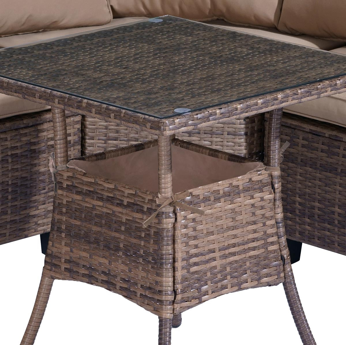 Polyrattan Sofa Essgruppe BALCONY braun/beige