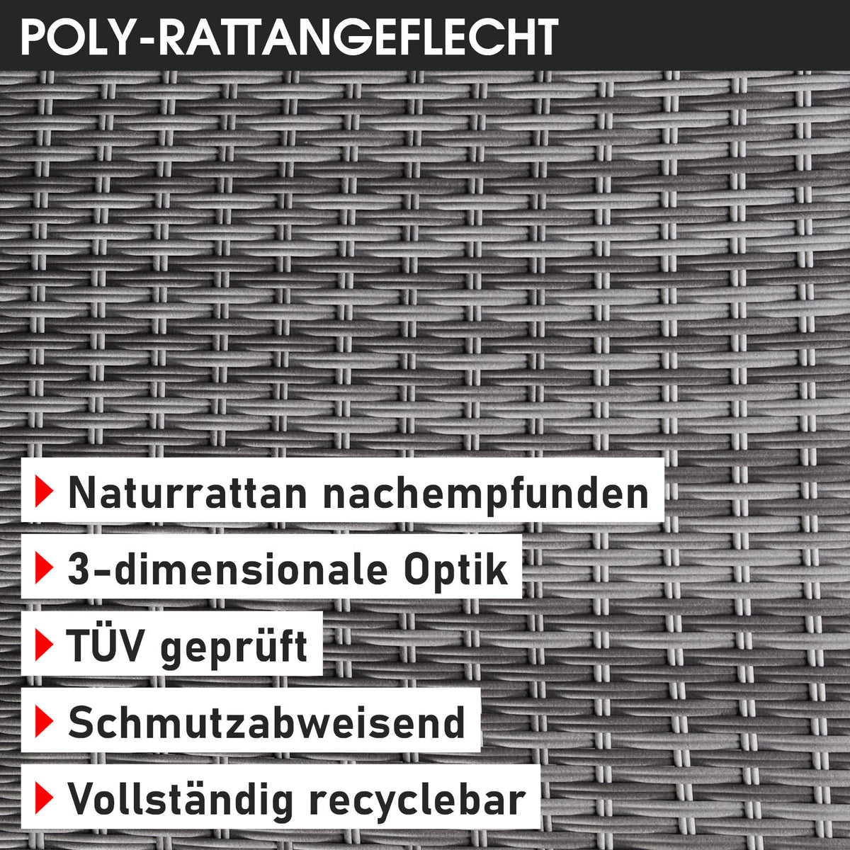 Polyrattan Lounge-Insel mit LED grau/anthrazit