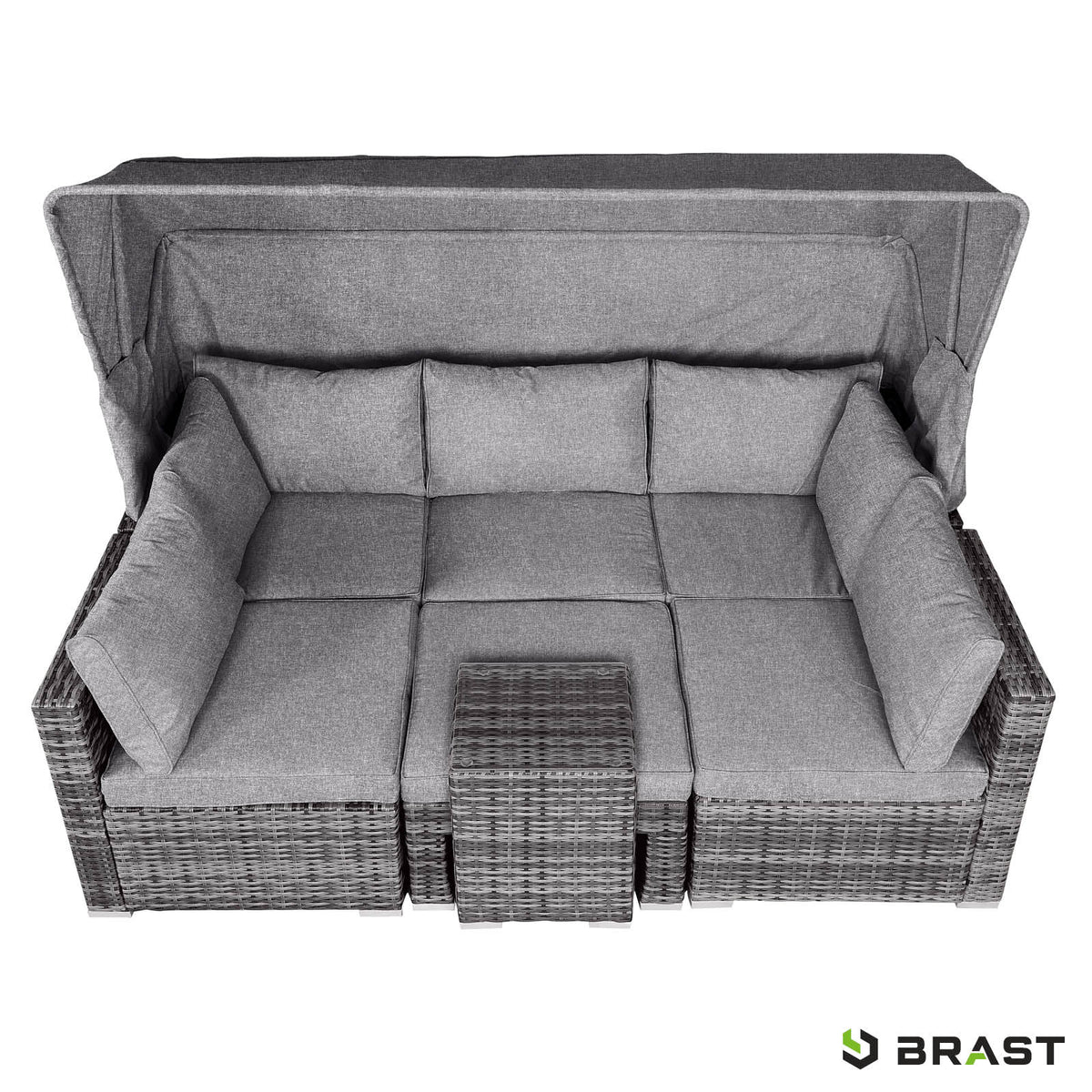 Polyrattan Lounge-Insel mit LED grau/anthrazit