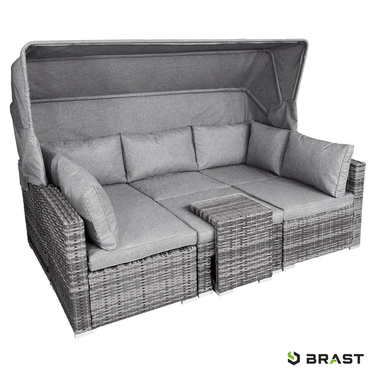 Polyrattan Lounge-Insel mit LED grau/anthrazit