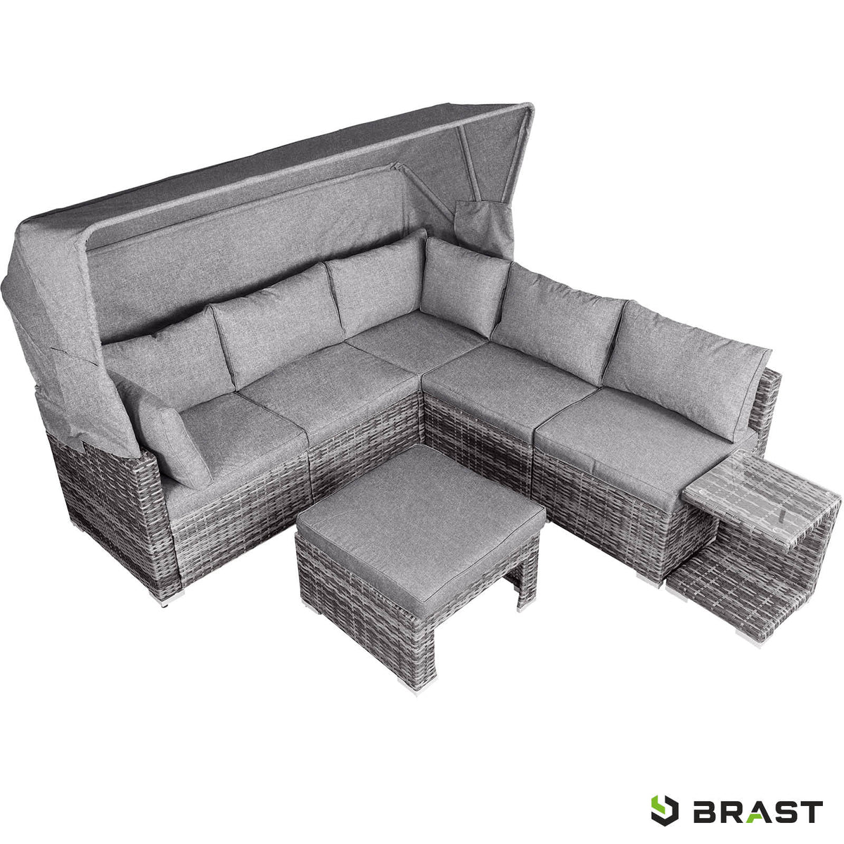 Polyrattan Lounge-Insel mit LED grau/anthrazit