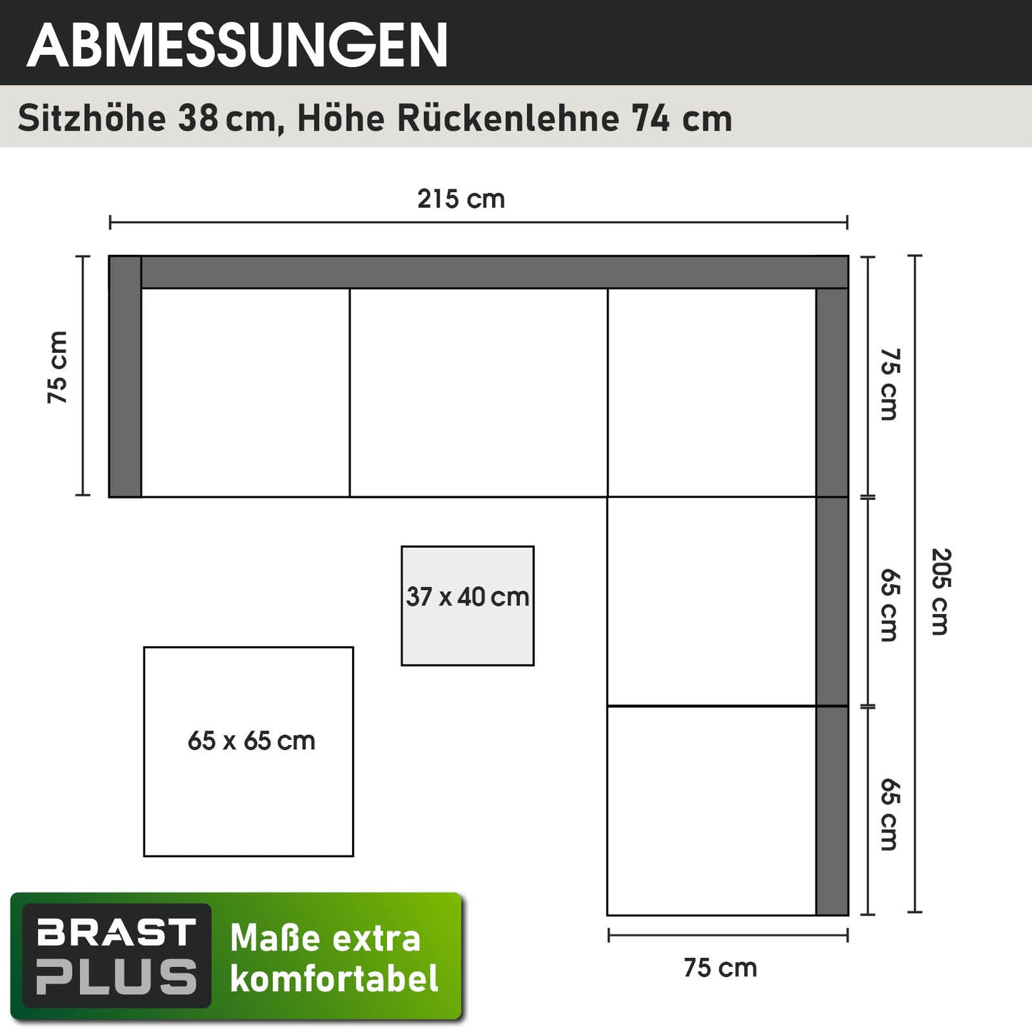 Polyrattan Lounge-Insel mit LED schwarz/grau