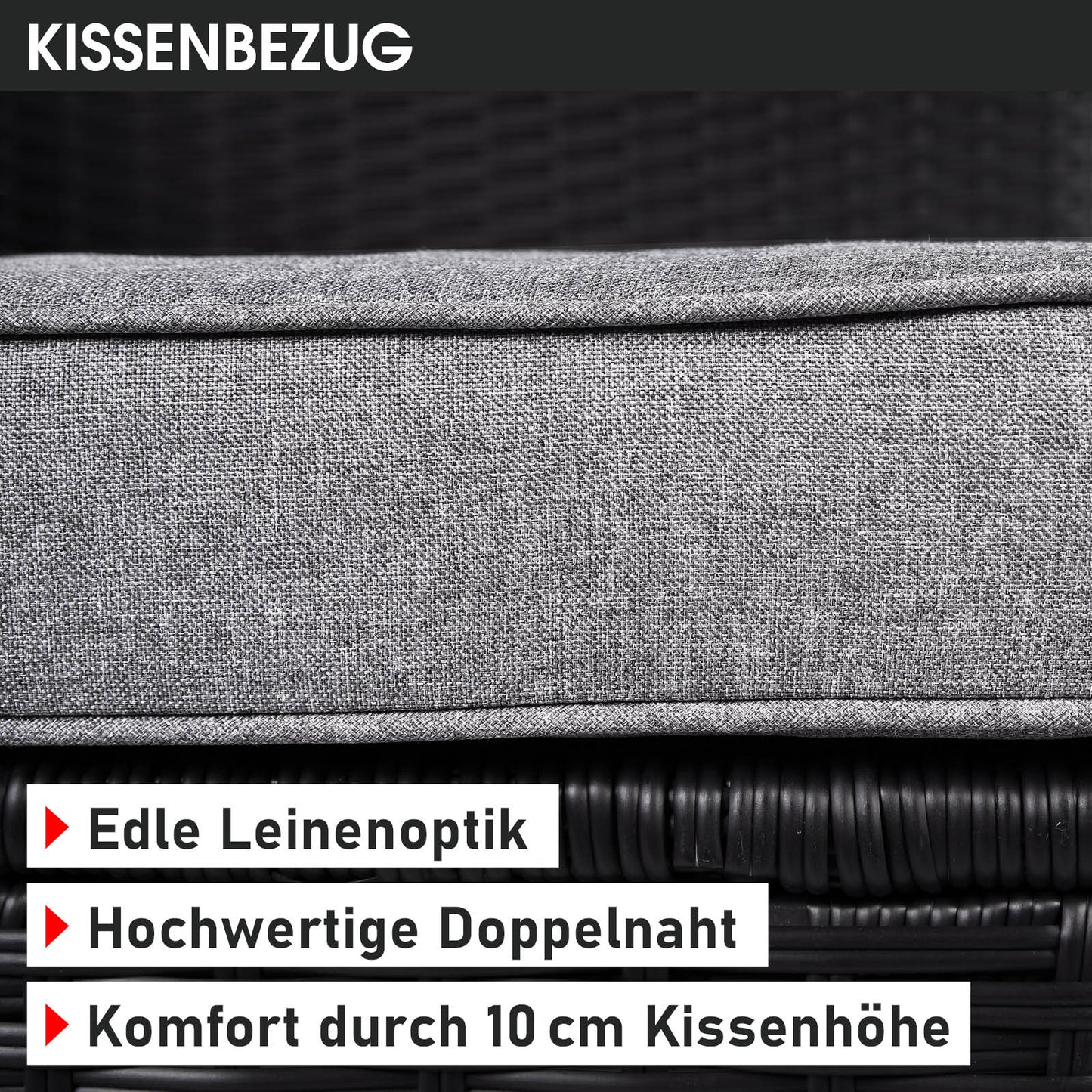 Polyrattan Lounge-Insel mit LED schwarz/grau