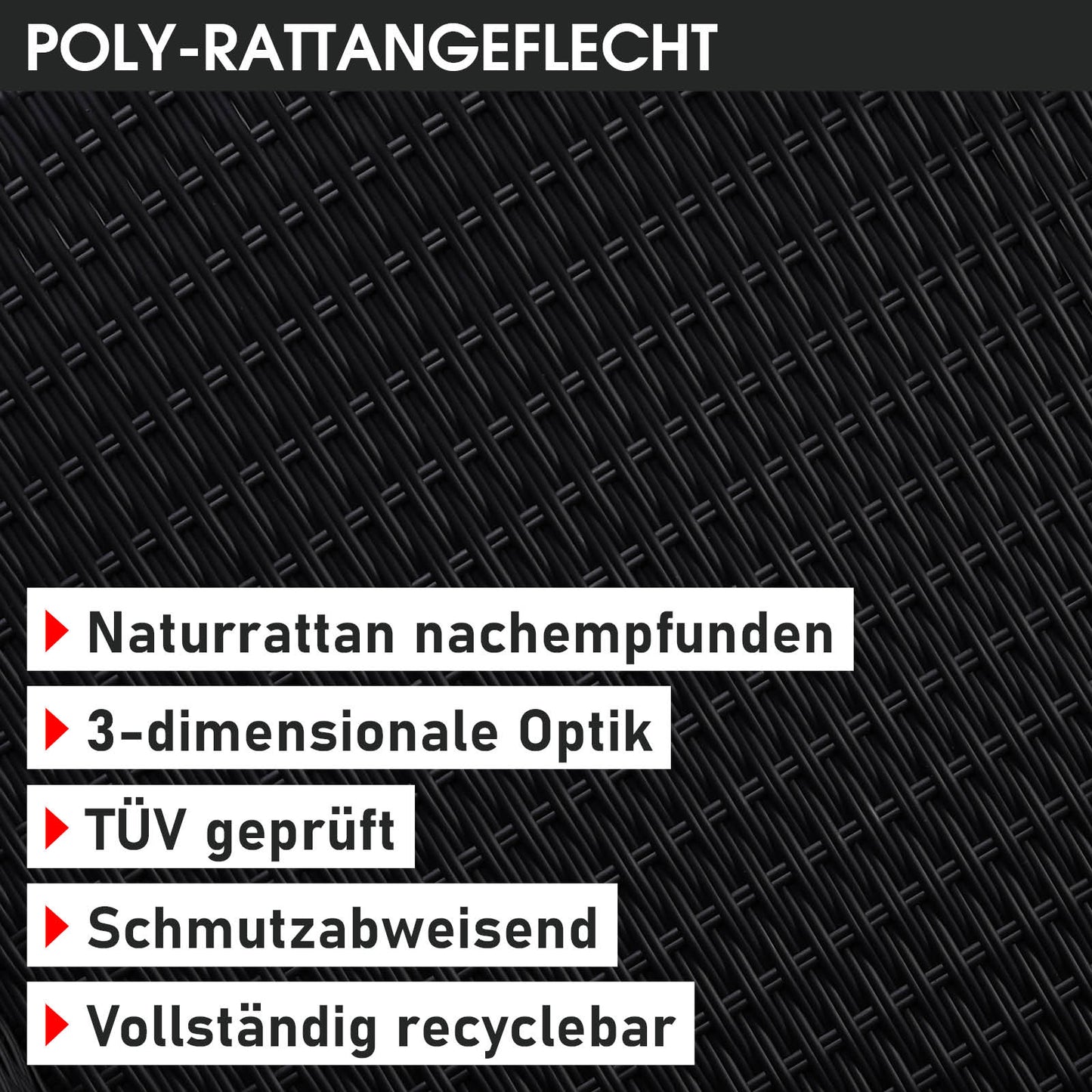 Polyrattan Lounge-Insel mit LED schwarz/grau