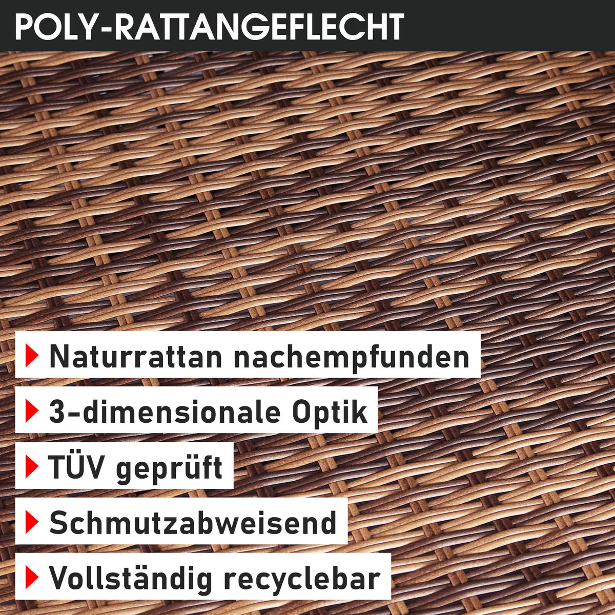 Polyrattan Lounge-Insel mit LED braun/beige