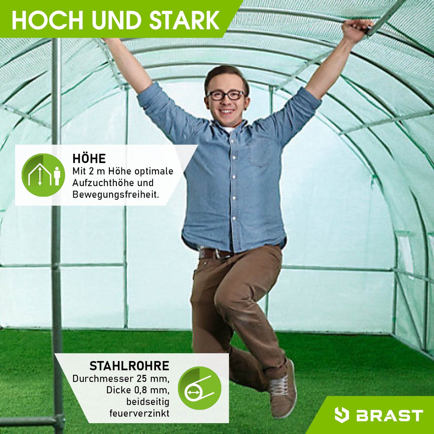 Folien-Gewächshaus 2x3m, rollbar inkl. Erdanker