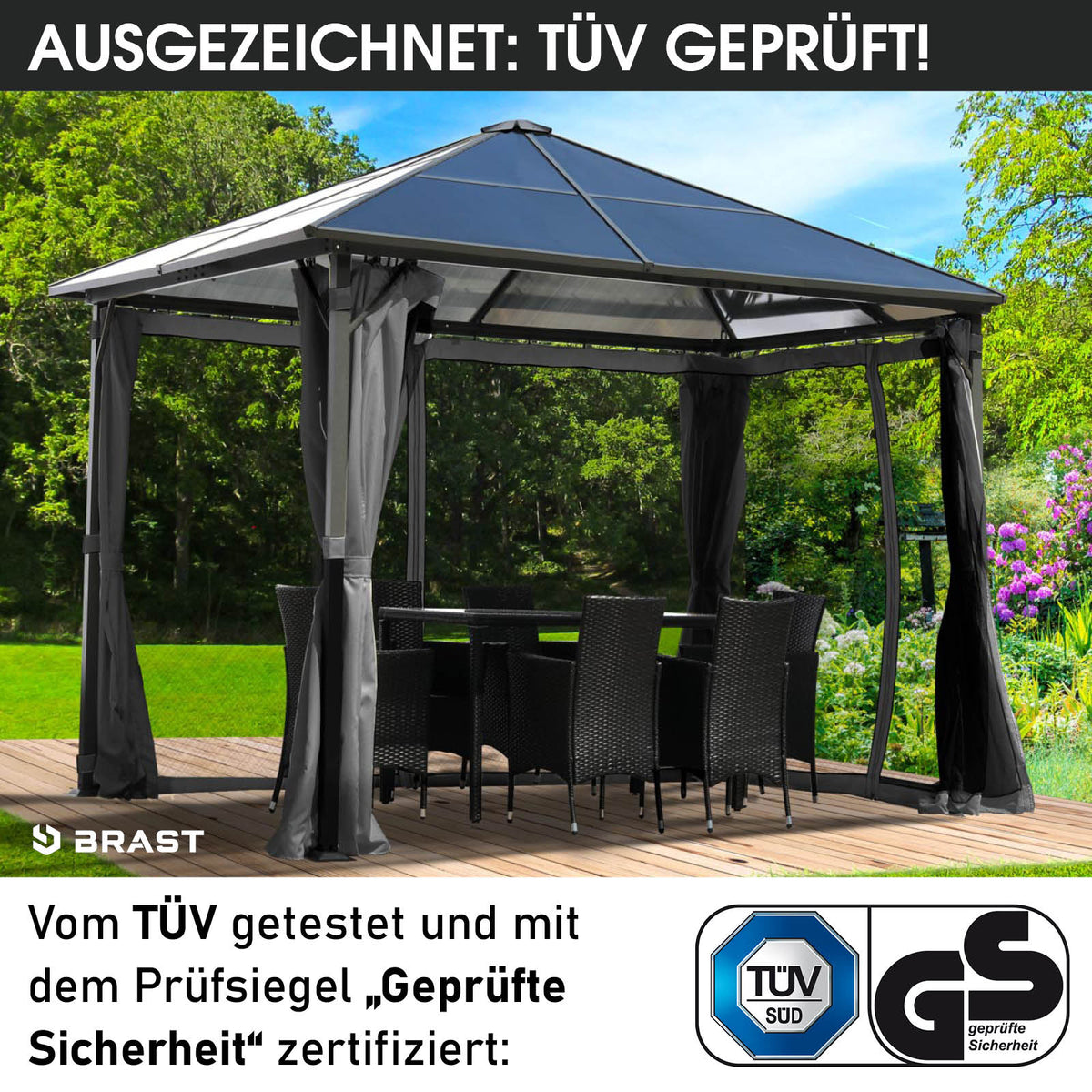 Alu-Pavillon Summerdream 3x3m grau