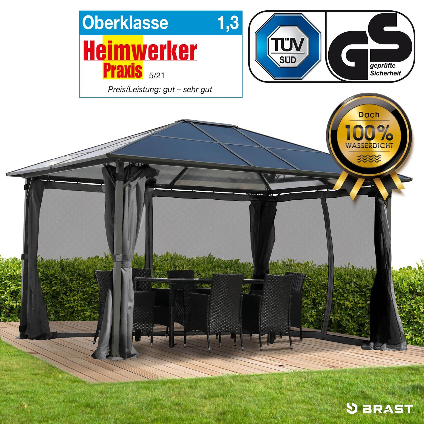 Alu-Pavillon Premium 3x4m grau