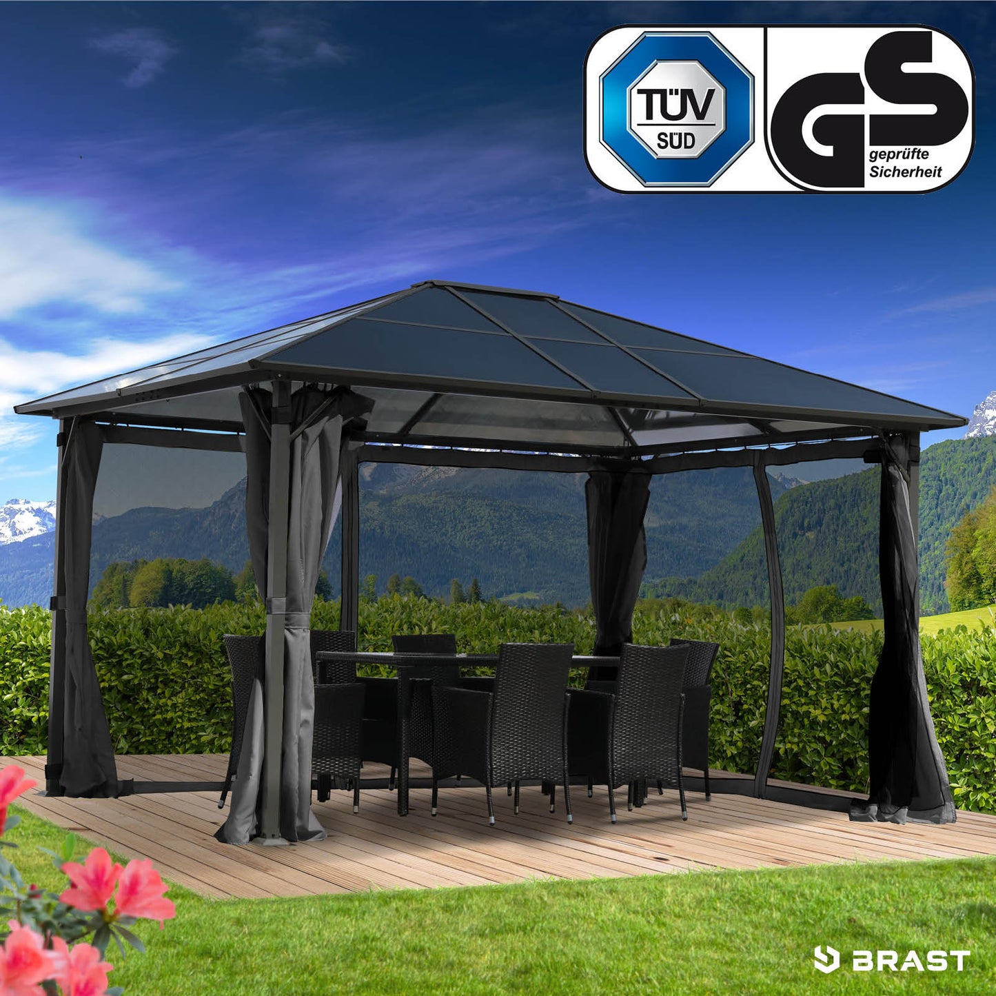 Alu-Pavillon Premium 3x4m grau