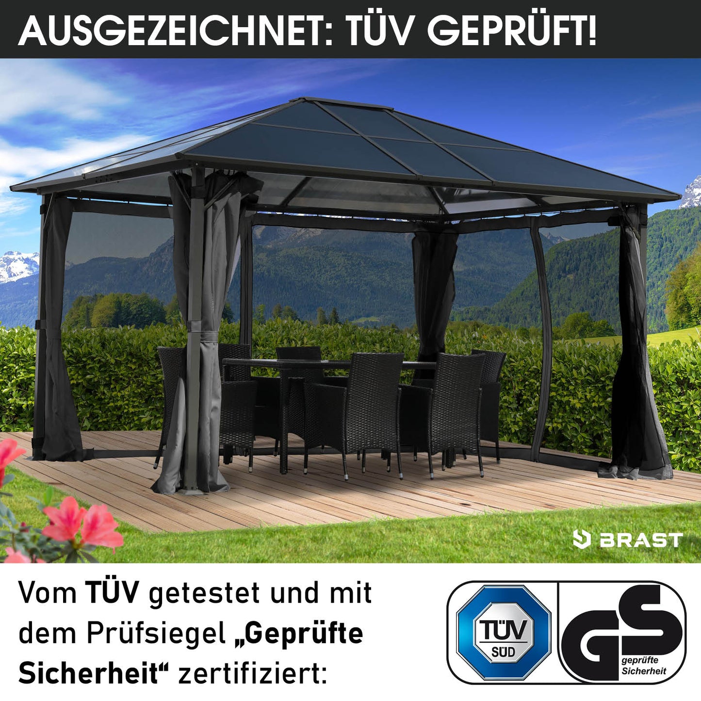 Alu-Pavillon Premium 3x4m grau
