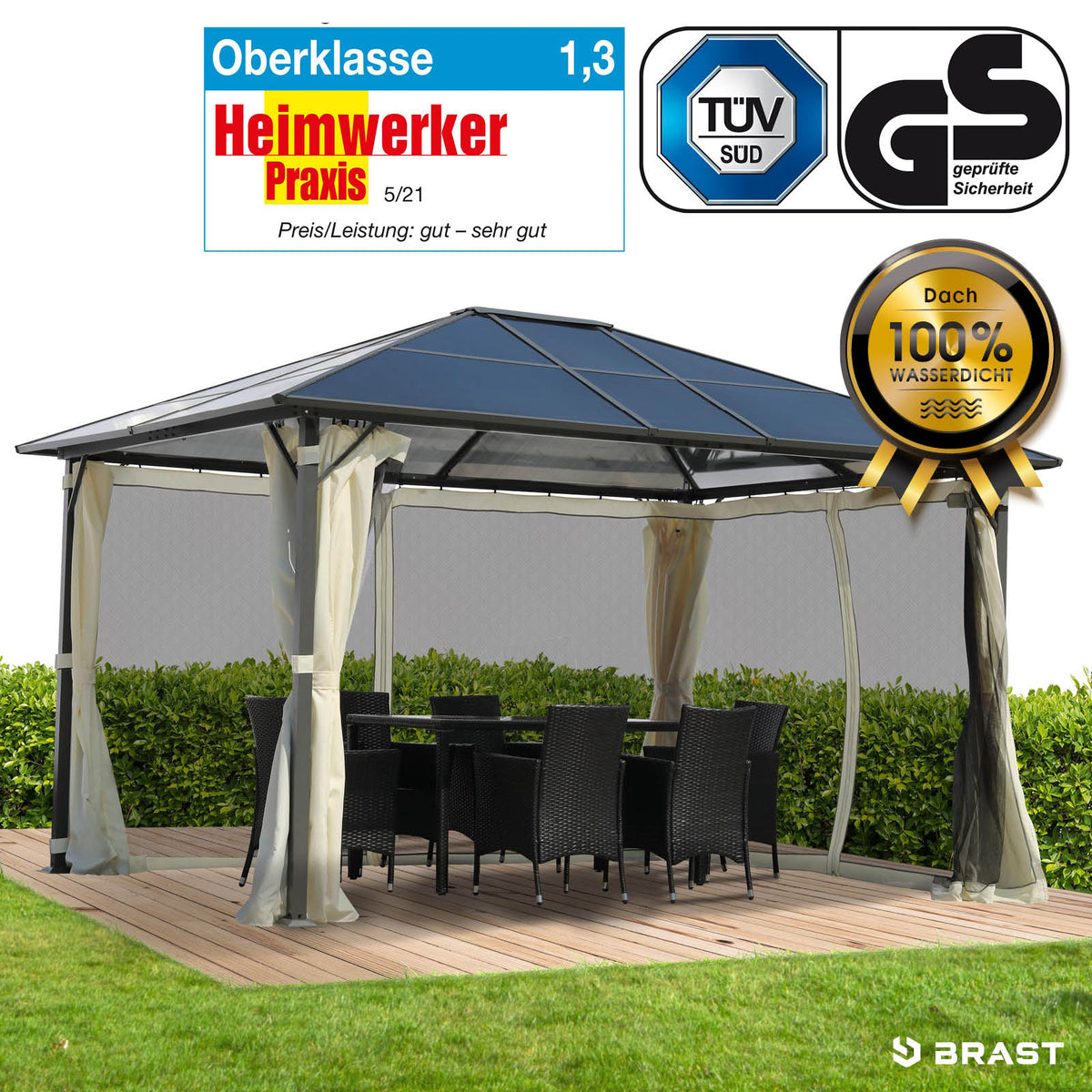 Alu-Pavillon Premium 3x4m beige