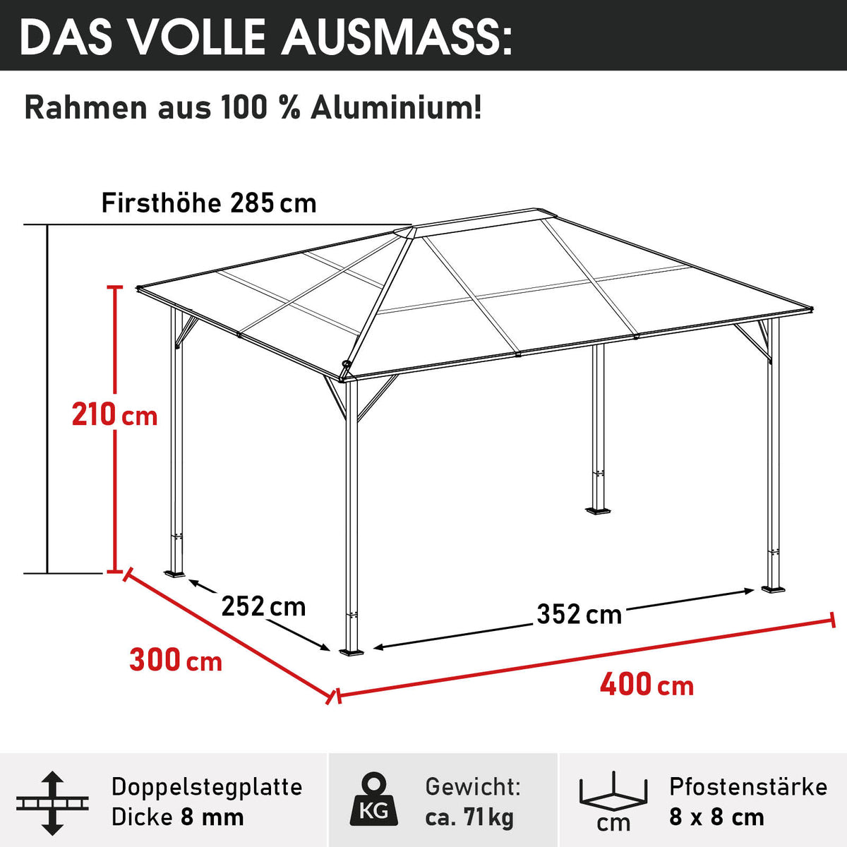 Alu-Pavillon Premium 3x4m beige