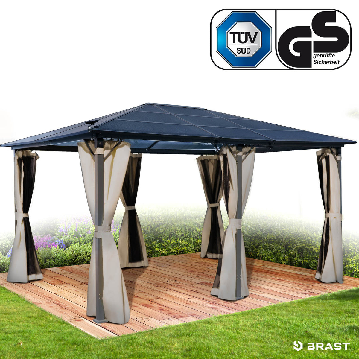Alu-Pavillon Premium 3,6x4,8m beige