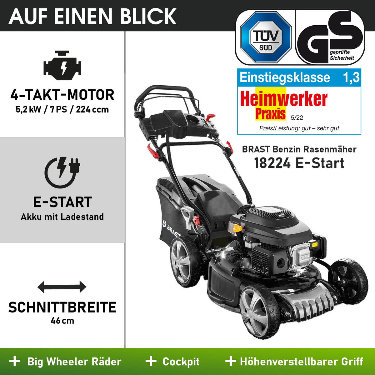BRAST Benzin Rasenmäher 18224 ESTART