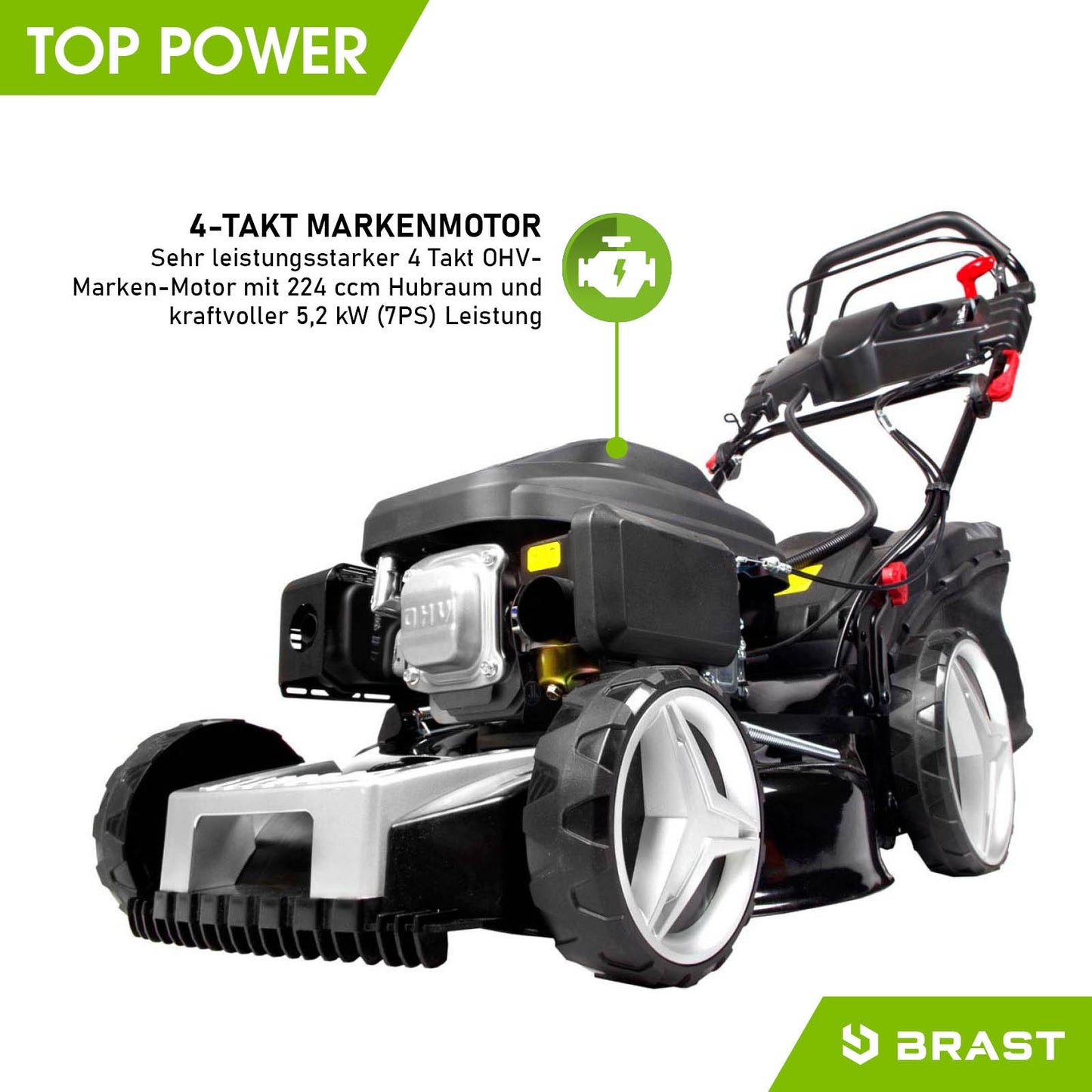 BRAST Benzin Rasenmäher 18224 ESTART PREMIUM