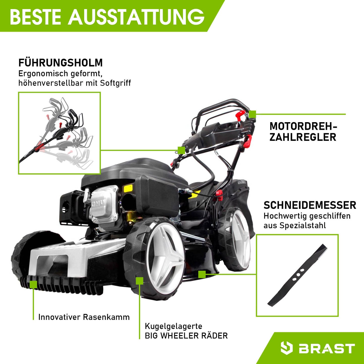BRAST Benzin Rasenmäher 18224 ESTART PREMIUM