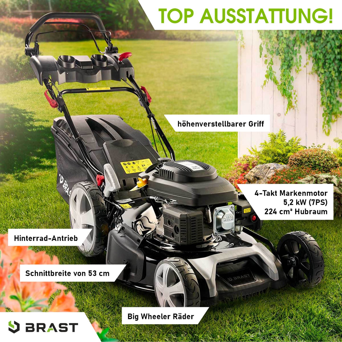 BRAST Benzin Rasenmäher 21224 POWER