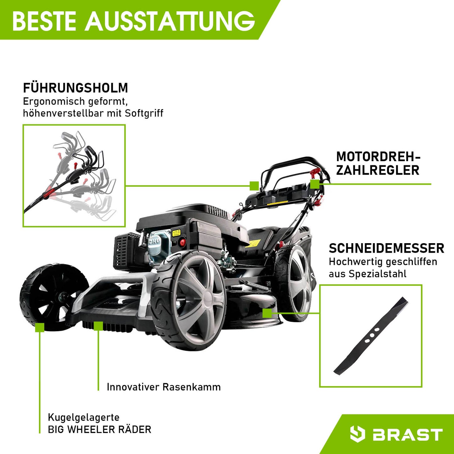 BRAST Benzin Rasenmäher 21224 POWER