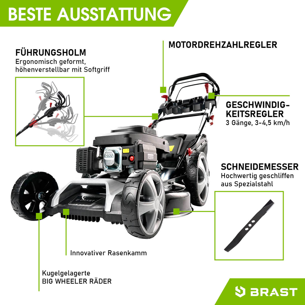 BRAST Benzin Rasenmäher 21224 SPEED
