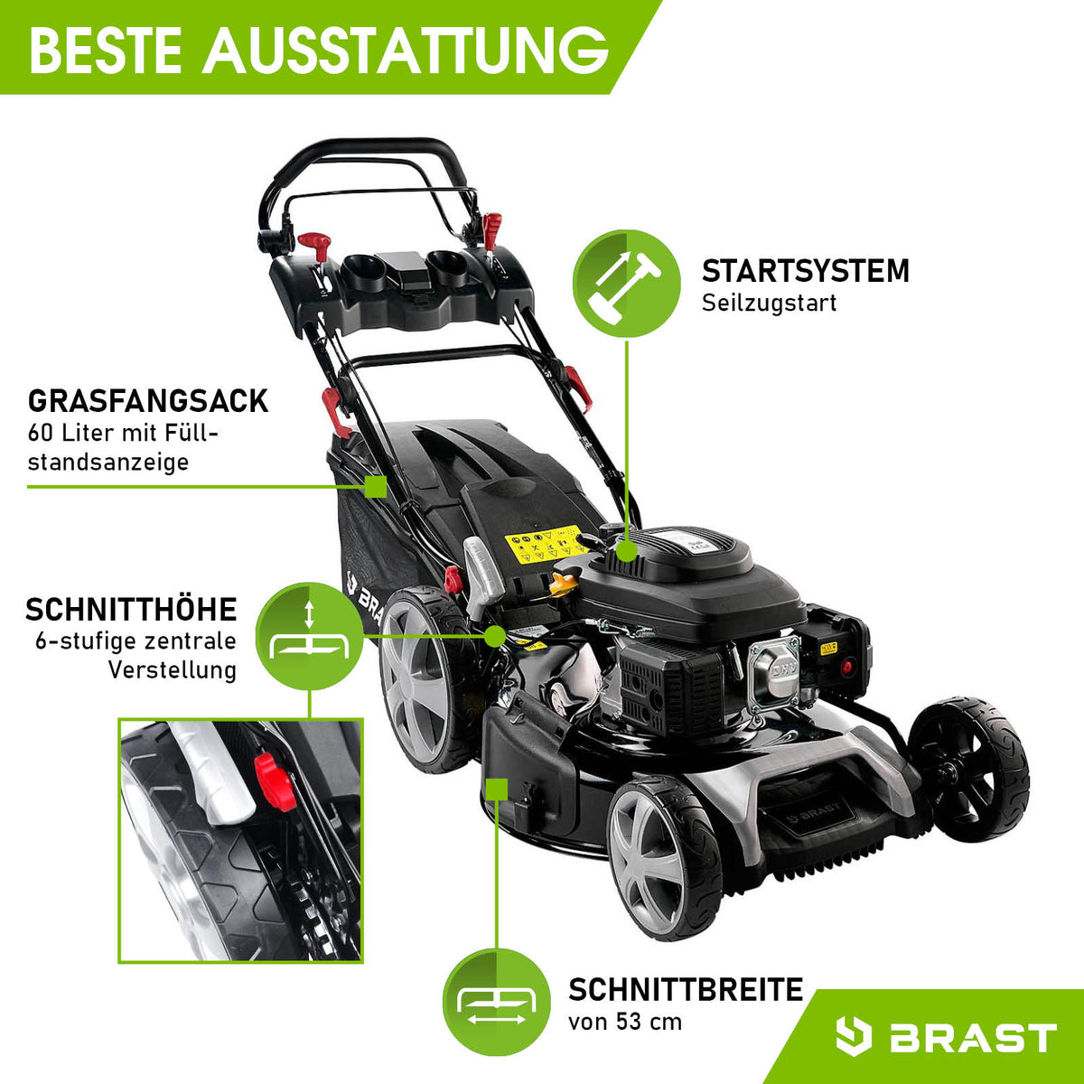BRAST Benzin Rasenmäher 21224 SPEED