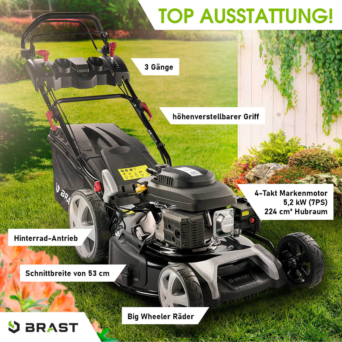 BRAST Benzin Rasenmäher 21224 SPEED