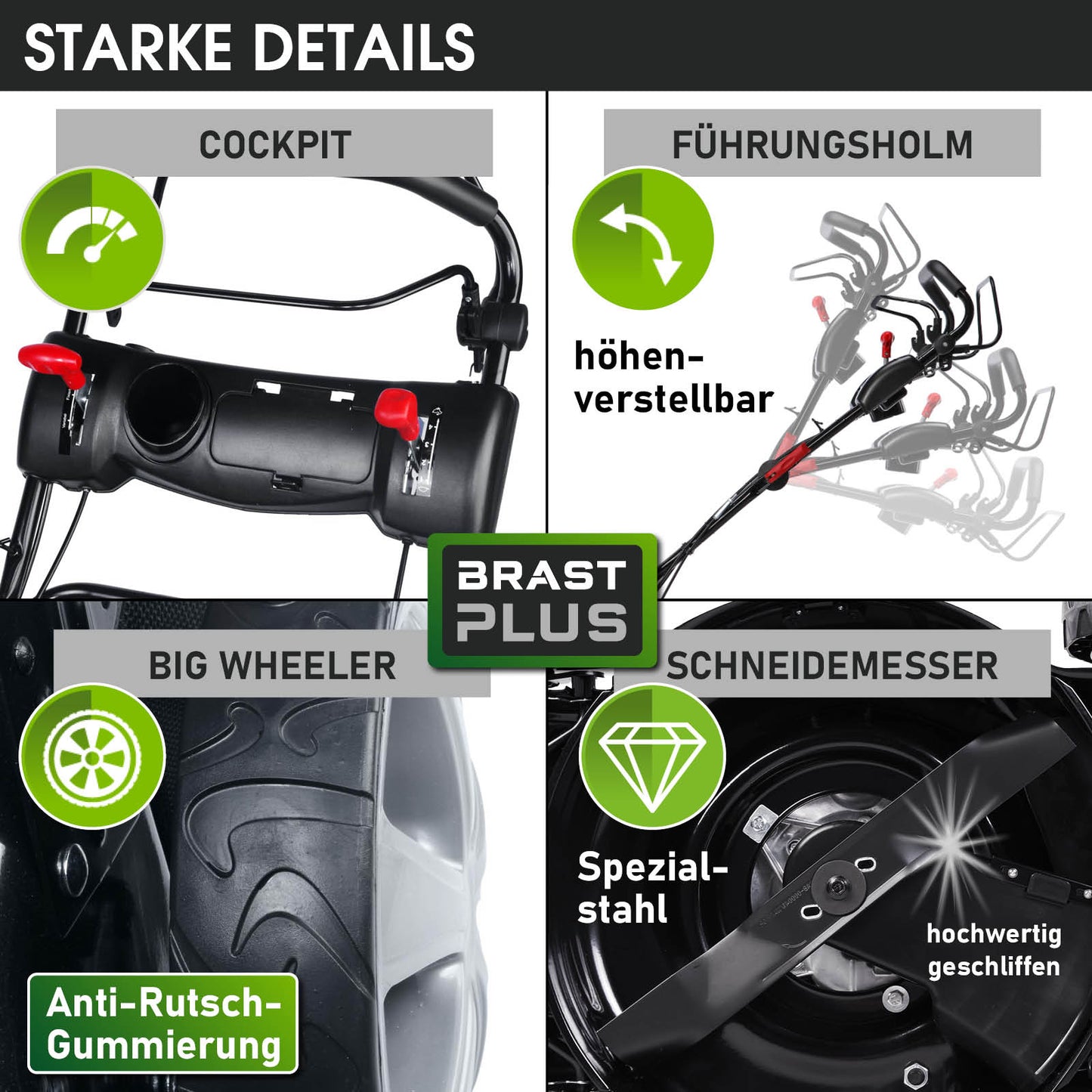 BRAST Benzin Rasenmäher 21224 Trike SPEED