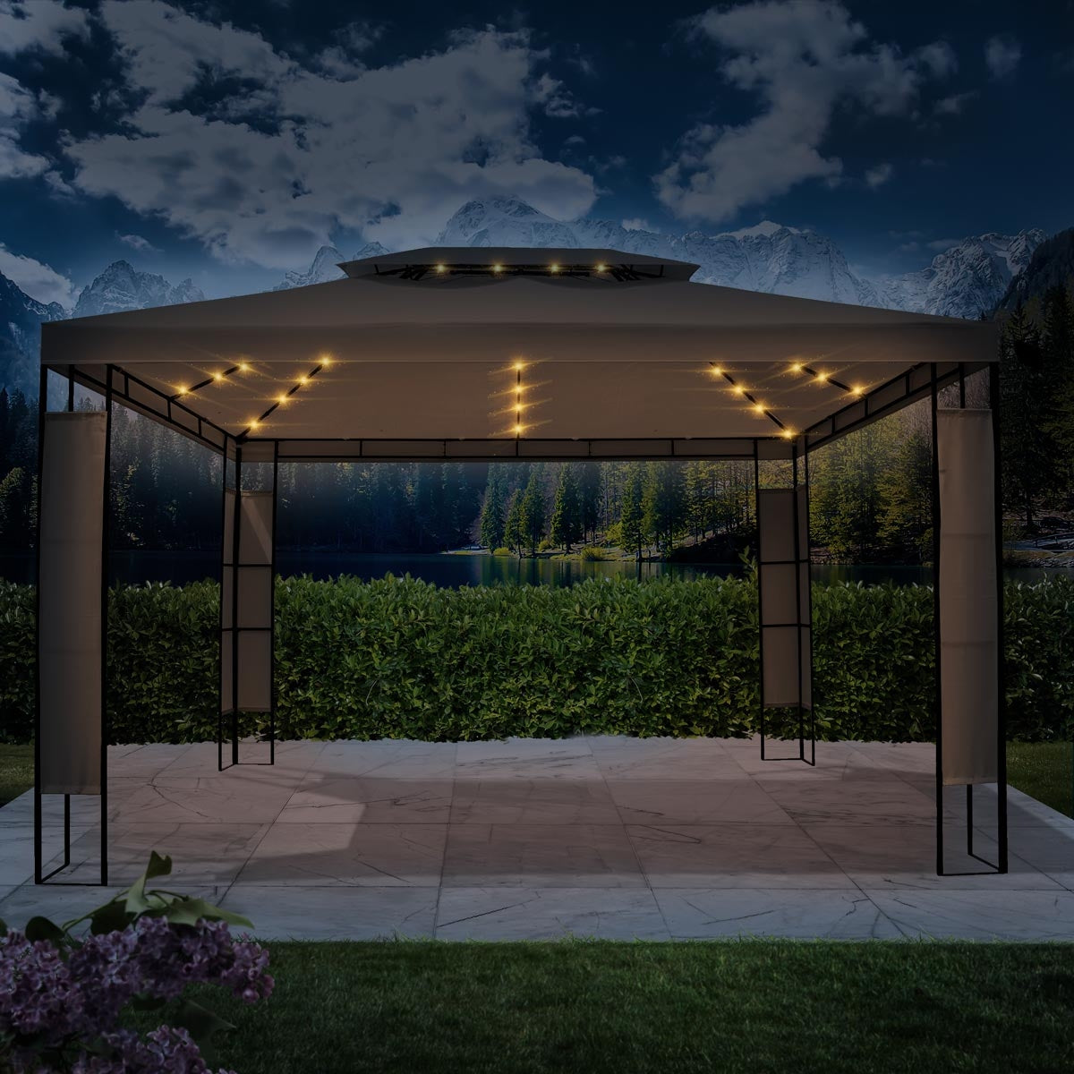 Pavillon Breeze 3x4 m anthrazit inkl. LEDs