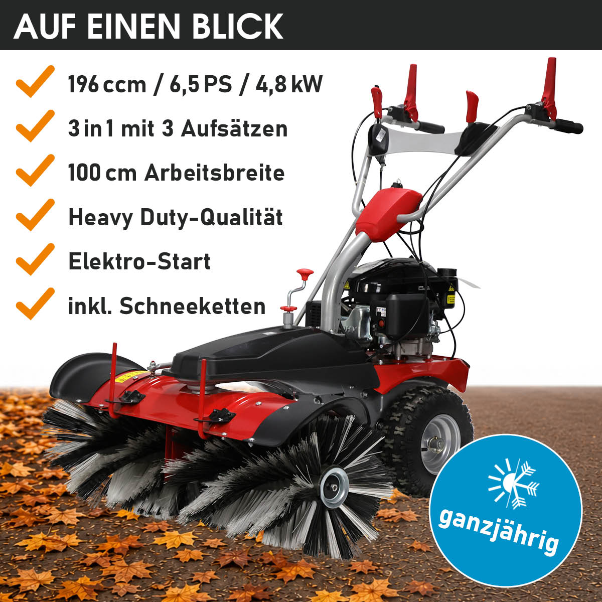 BRAST Benzin Kehrmaschine 3in1 XXL ESTART